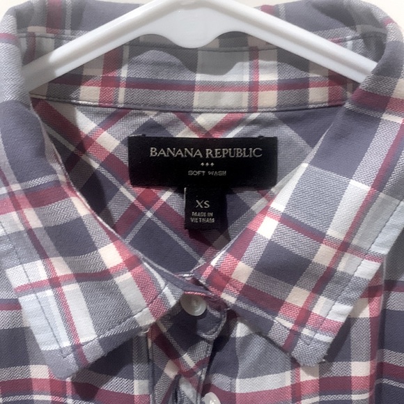 Banana Republic Plaid Blouse Size XS - Picture 2 of 3